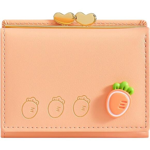 Cute Small Leather Pocket Wallet for Women Orange